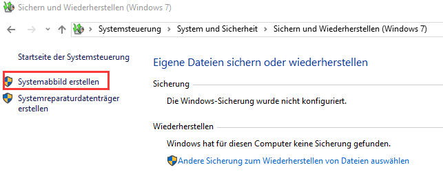 Systemabbild auf USB erstellen.