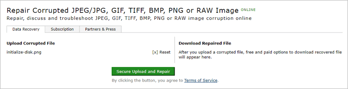 Ripara i file PNG danneggiati online