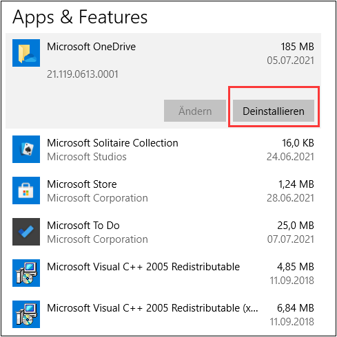 OneDrive deinstallieren