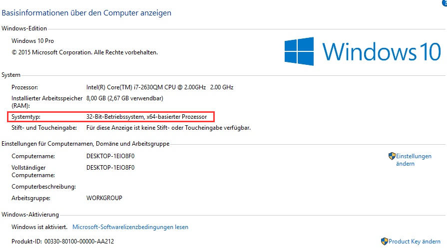 Windows 10 Systemtyp finden