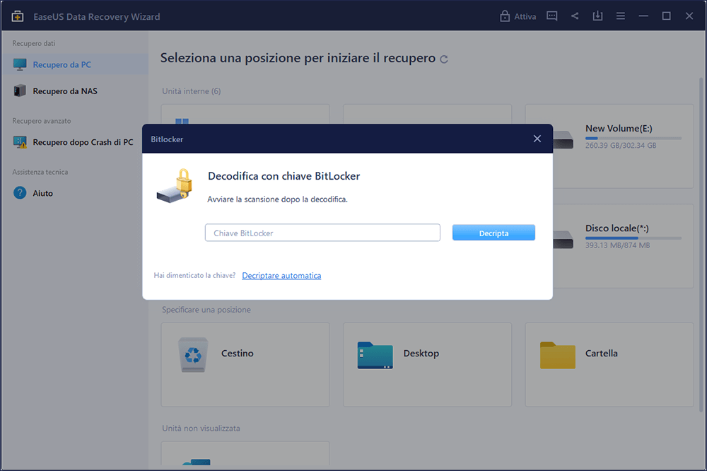 Decrittografa l'unità con la password