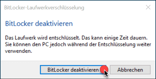 Bitlocker deaktivieren