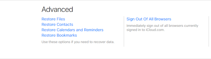 Impostazioni account iCloud Avanzate