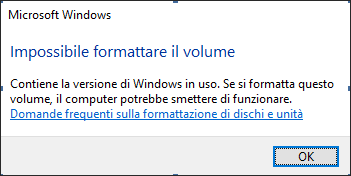 impossibile formattare l'unità C