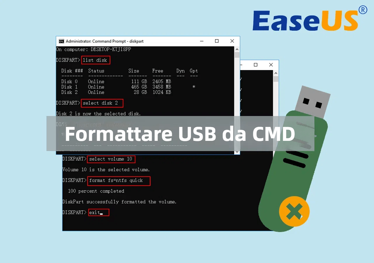 Formatta USB usando CMD