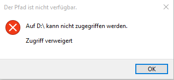 Die Festplatte ist unzugänglich