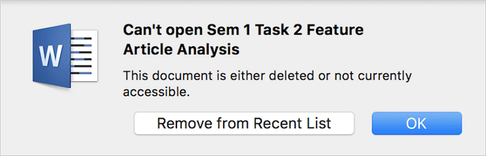 Documento Word cancellato o danneggiato su Mac