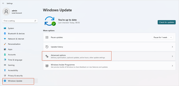 Erweiterte Optionen für Windows-Updates
