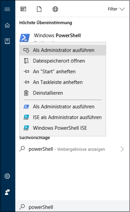 PowerShell als Administrator starten