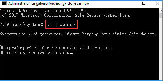 sfc scannow durchführen