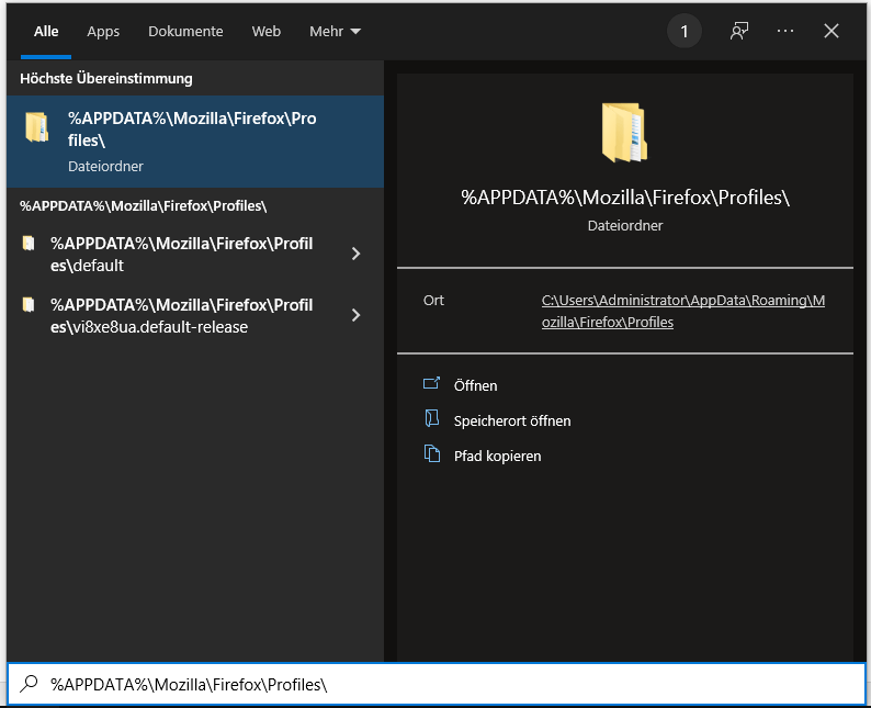 Finden Sie das Profil, ohne Firefox zu öffnen