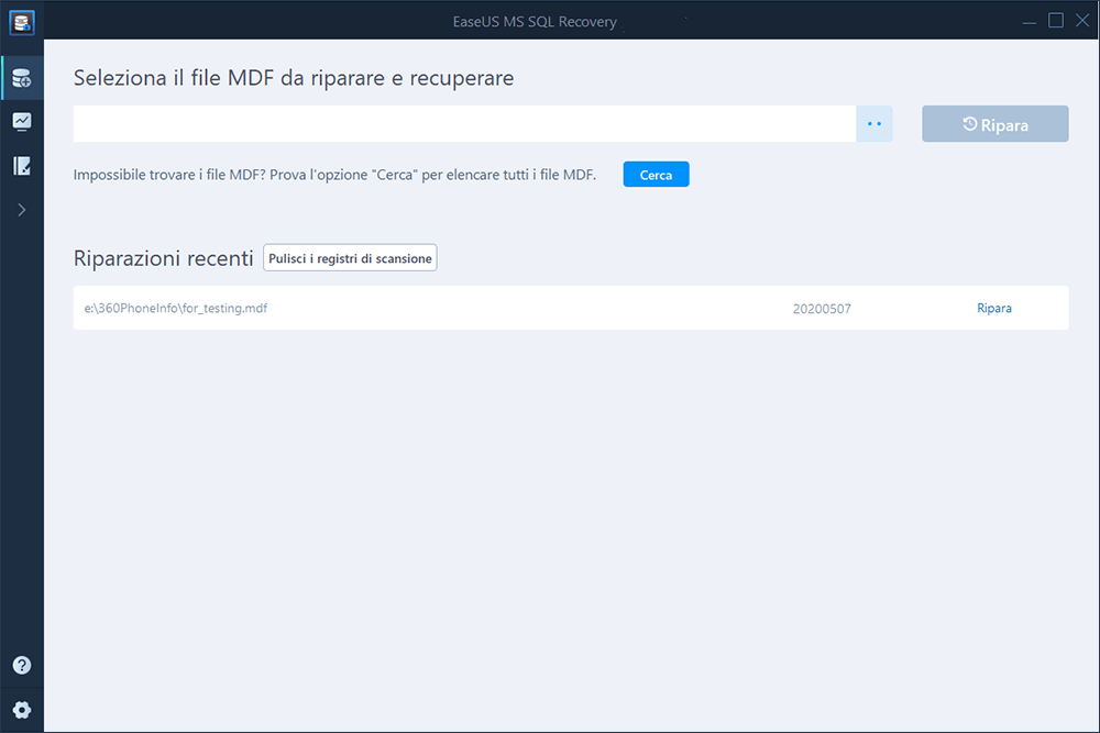 Ripristina il file MDF in SQL Server - Step 2