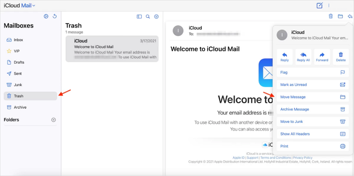 Gelöschte E-Mails aus dem iCloud-Papierkorb wiederherstellen