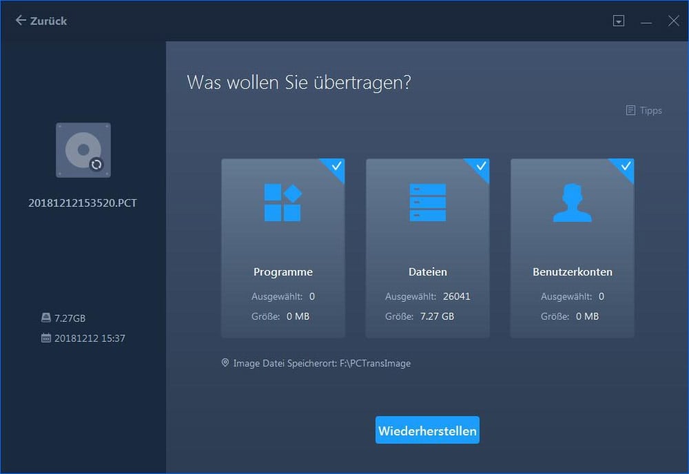 Programme & Anwendungen auswählen und übertragen
