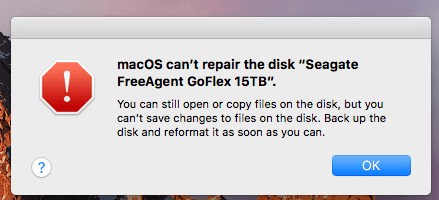 macOS kann die Festplatte nicht reparieren