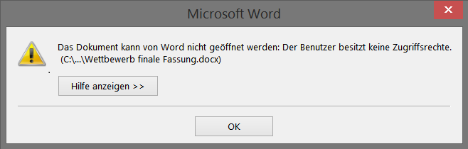 Word-Dokument wird nicht geöffnet