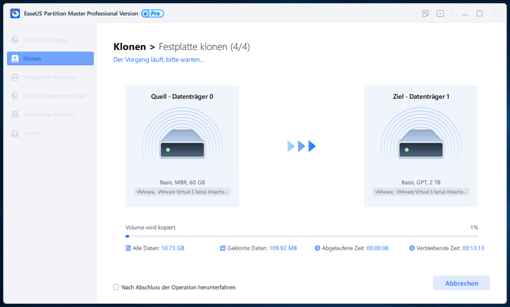 HDD auf SSD klonen - Schritt 5