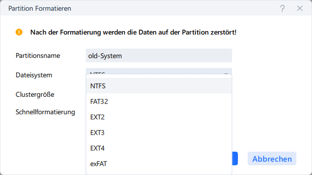 Partition formatieren -2