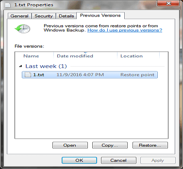 recuperare la versione precedente del file excel