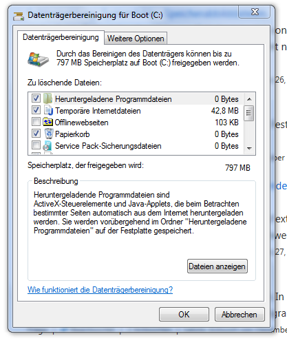 Datenträgerbereinigung ausführen