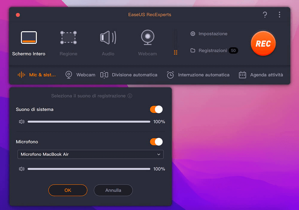 selezionare audio