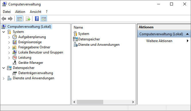 Datenträgerverwaltung öffnen