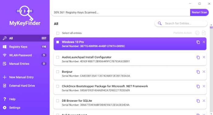 Den Produktschlüssel durch MyKeyFinder finden