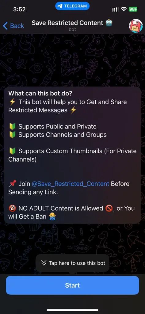 avviare il bot per scaricare il video