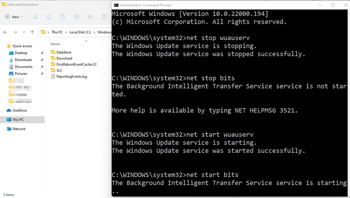 resetta i servizi di windows update