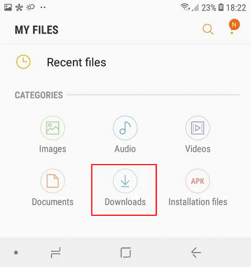 Apri la cartella Download su Android