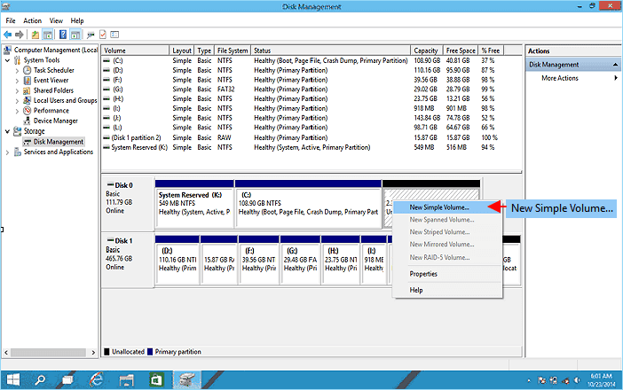 Crea partizione su HDD non allocato