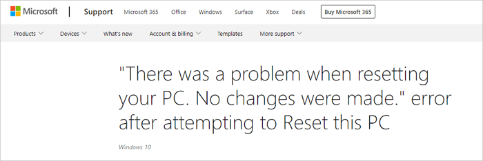 Es gab ein Problem beim Zurücksetzen des PCs