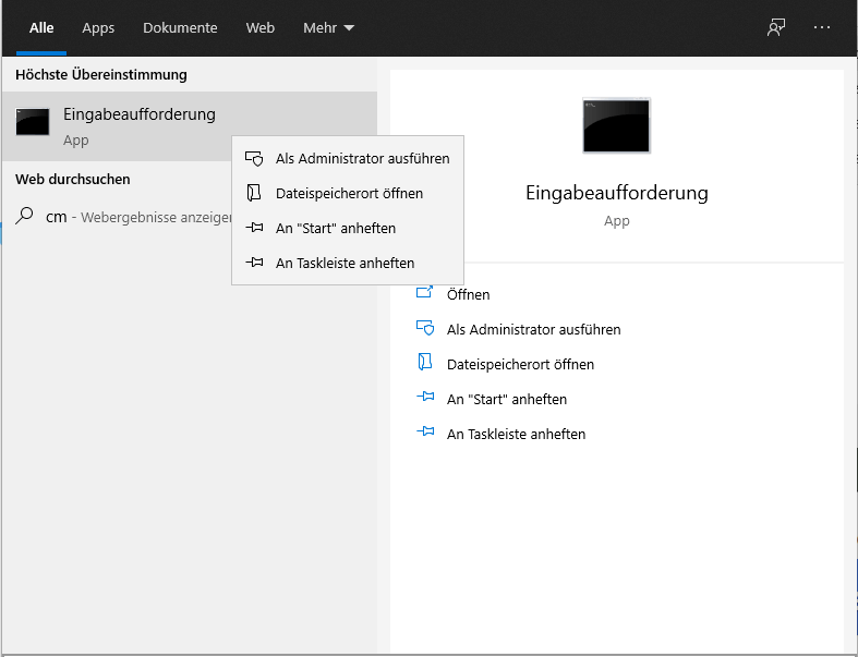 Als Administrator ausführen.