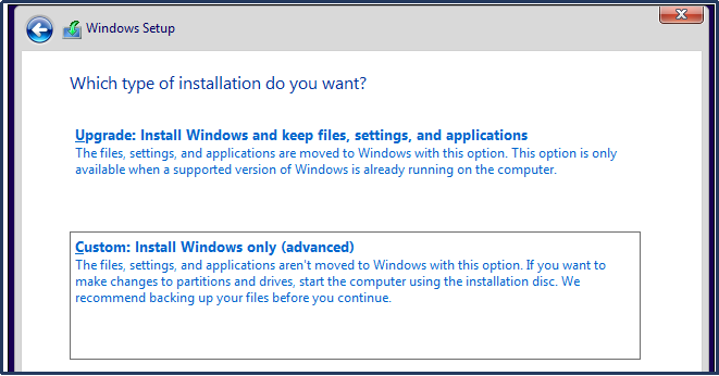 Nur Windows installieren