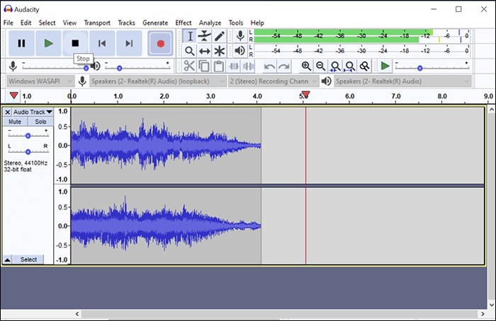 interrompi la registrazione dell'audio del computer