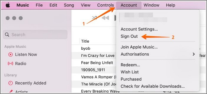 Abmeldung von iTunes