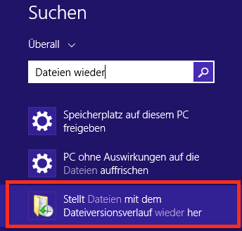 Dateiversionsverlauf schnell öffnen