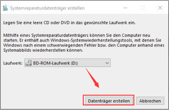 einen Systemreparaturdatenträger erstellen Schritt 2