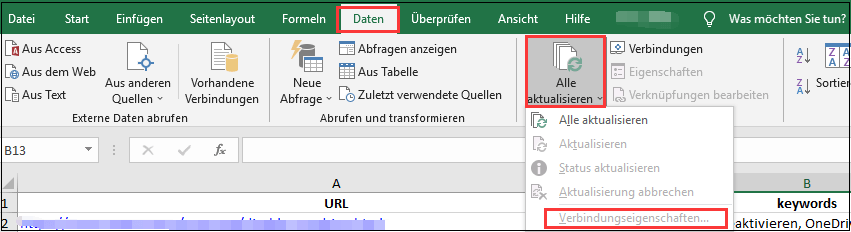 Excel bei Öffnen aktualisieren