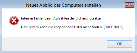 Fehlermeldung: Das System kann die angegebene Datei nicht finden