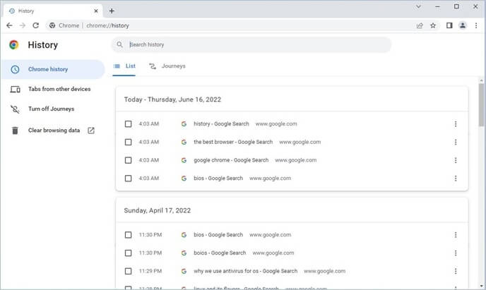 come visualizzare la cronologia di Chrome
