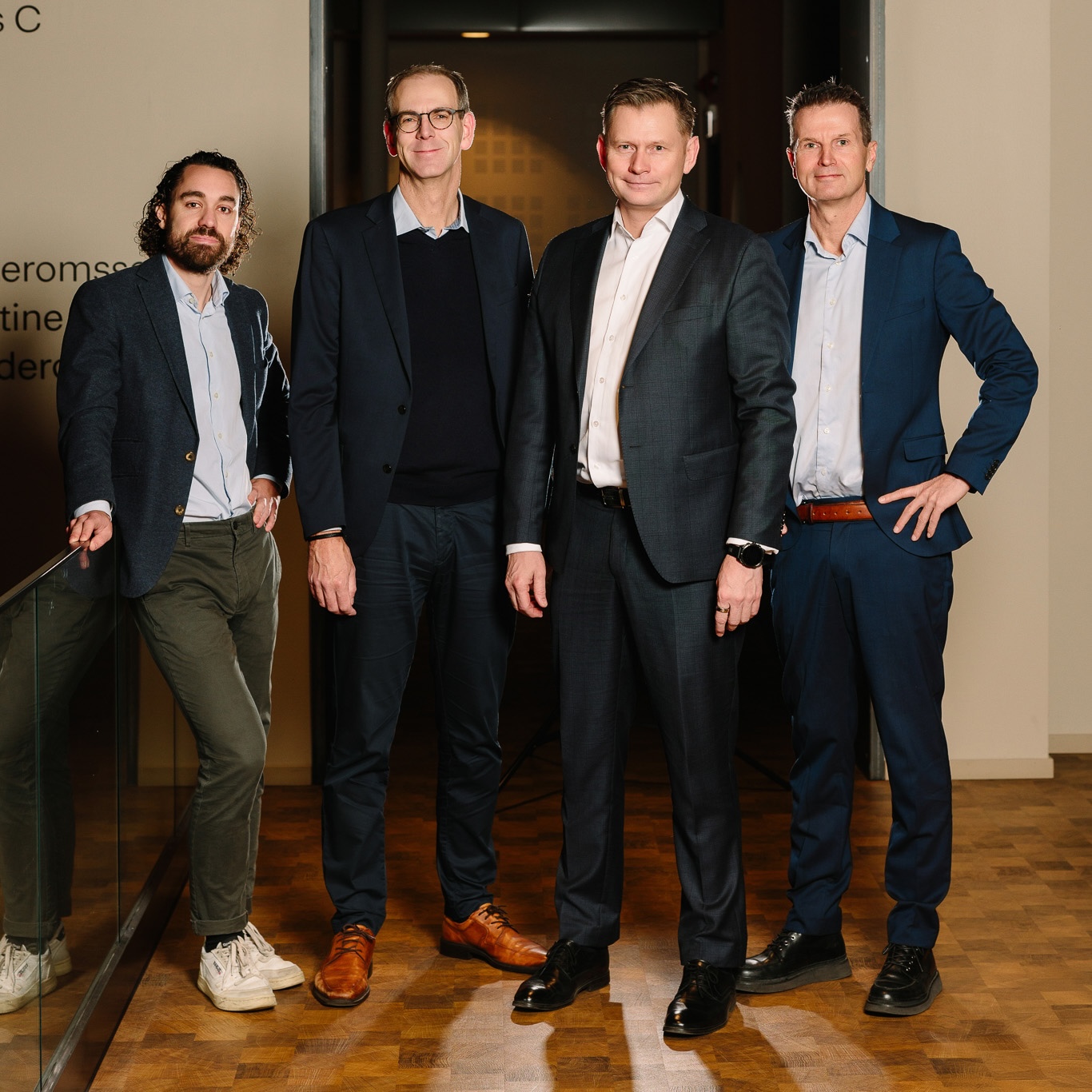 Foto föreställande (från vänster) Morten Urdal Bakke, Explore Equity, John Hugosson, VIEW Group, Haakon Jensen, BOS Kapital och Roar W. Andreassen, Hubro Group.
