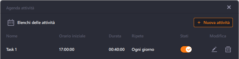 gestisci le attività programmate