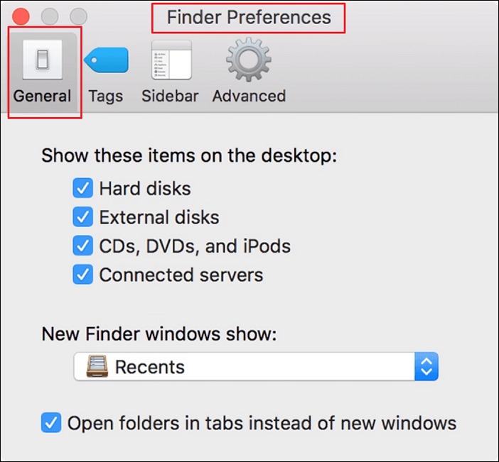 Finder-Einstellung