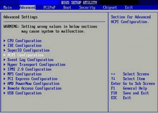 BIOS-Setup-Bildschirm