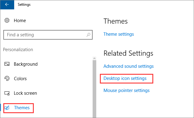 mostrare cestino nel desktop