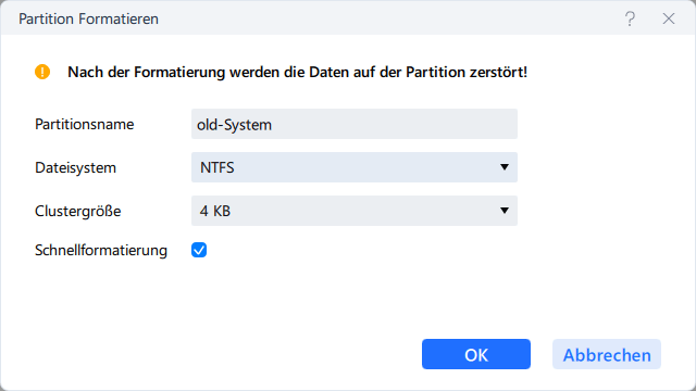Partition formatieren -1