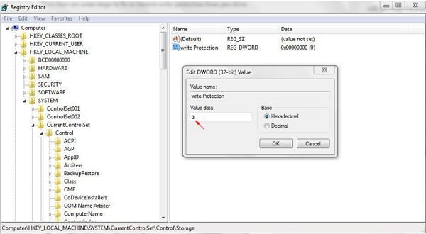 Modificare la protezione da scrittura con Editor del Registro di sistema - 3