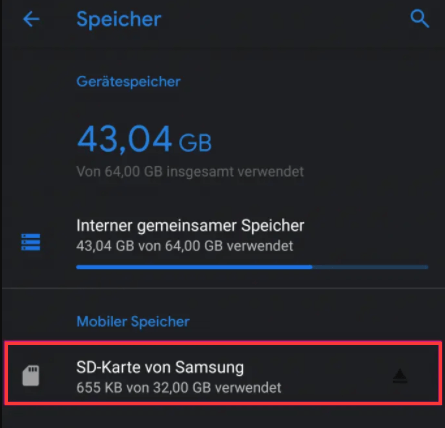 Die SD-Karte auswählen