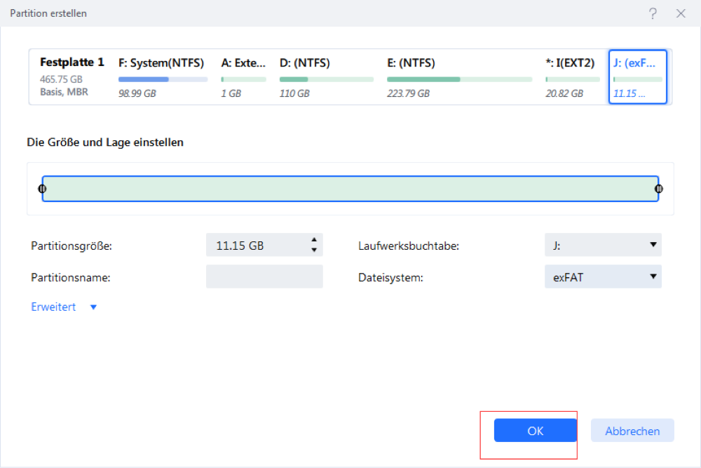 EXT4 Partition erstellen - Schritt 3